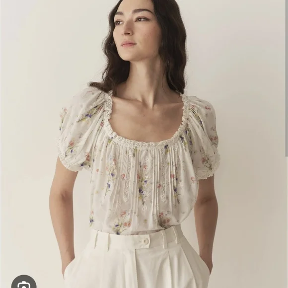 Doen Frederica Blouse In Painted Bouquet - Picture 3 of 7